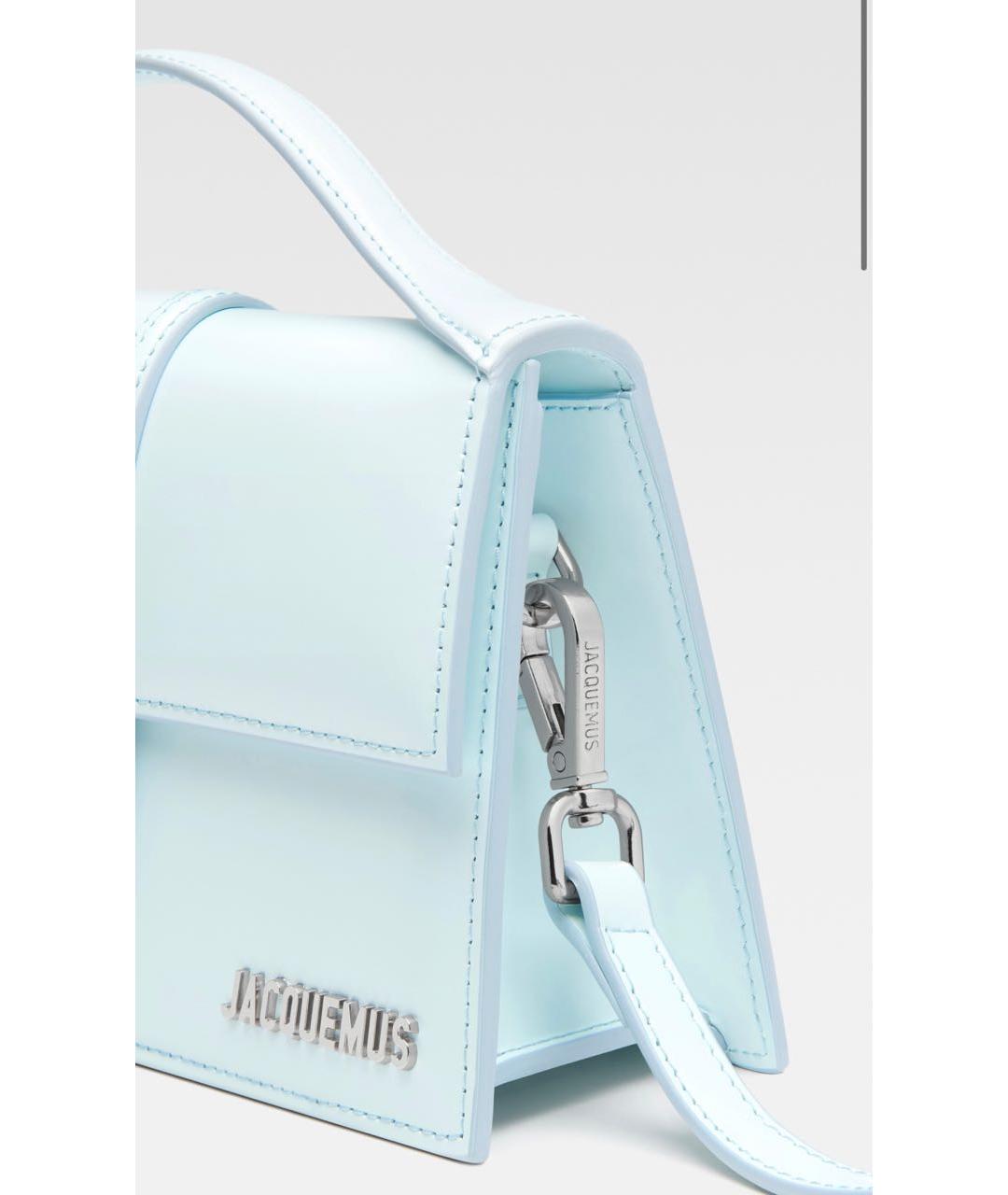 JACQUEMUS Голубая сумка с короткими ручками из лакированной кожи, фото 4