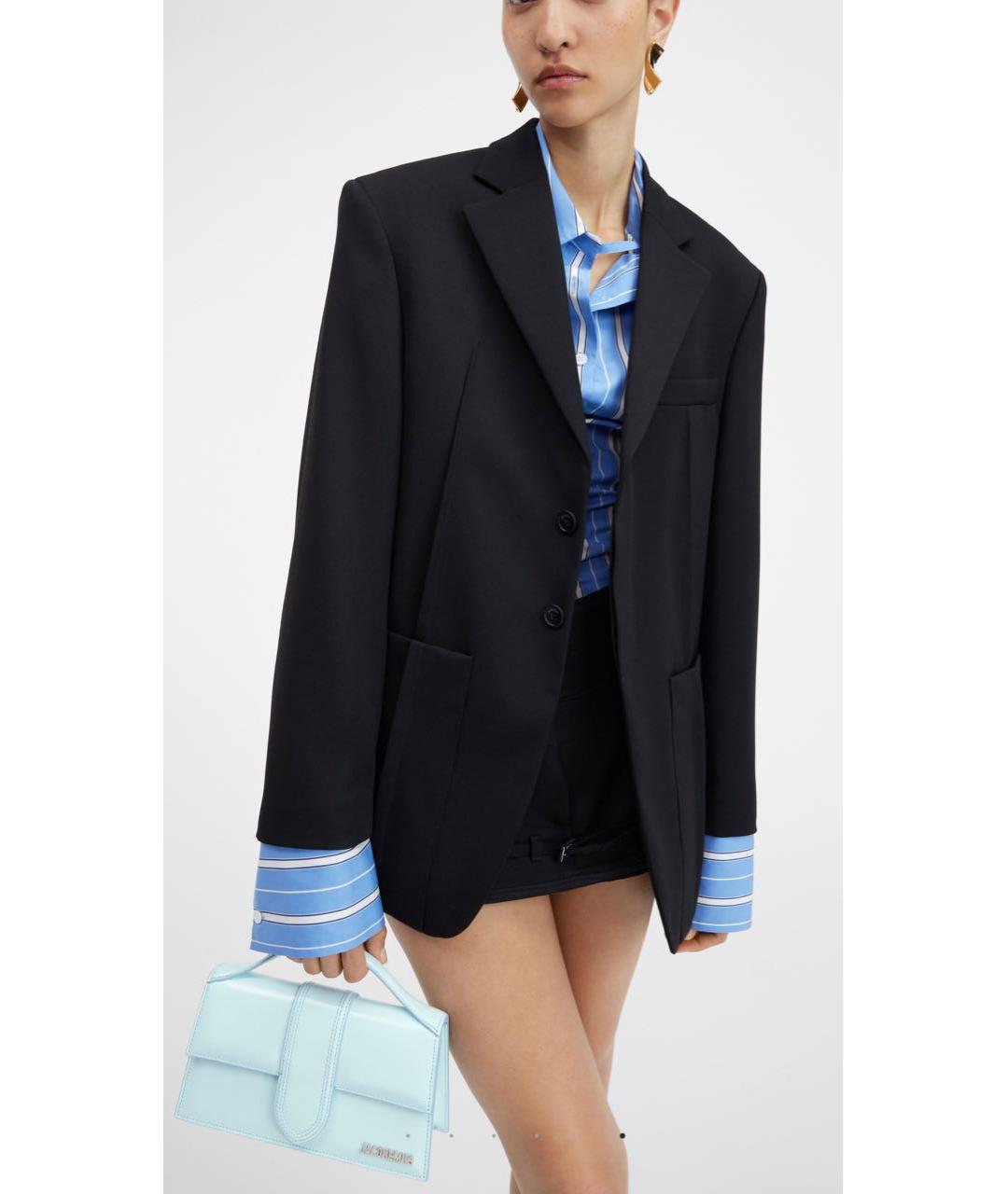 JACQUEMUS Голубая сумка с короткими ручками из лакированной кожи, фото 6