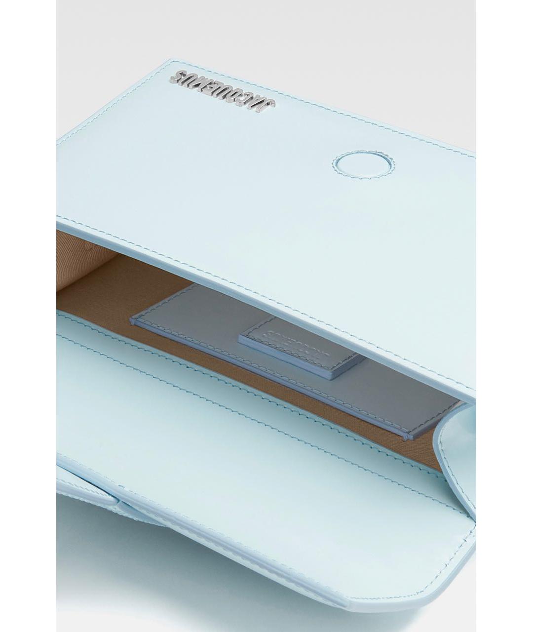 JACQUEMUS Голубая сумка с короткими ручками из лакированной кожи, фото 5