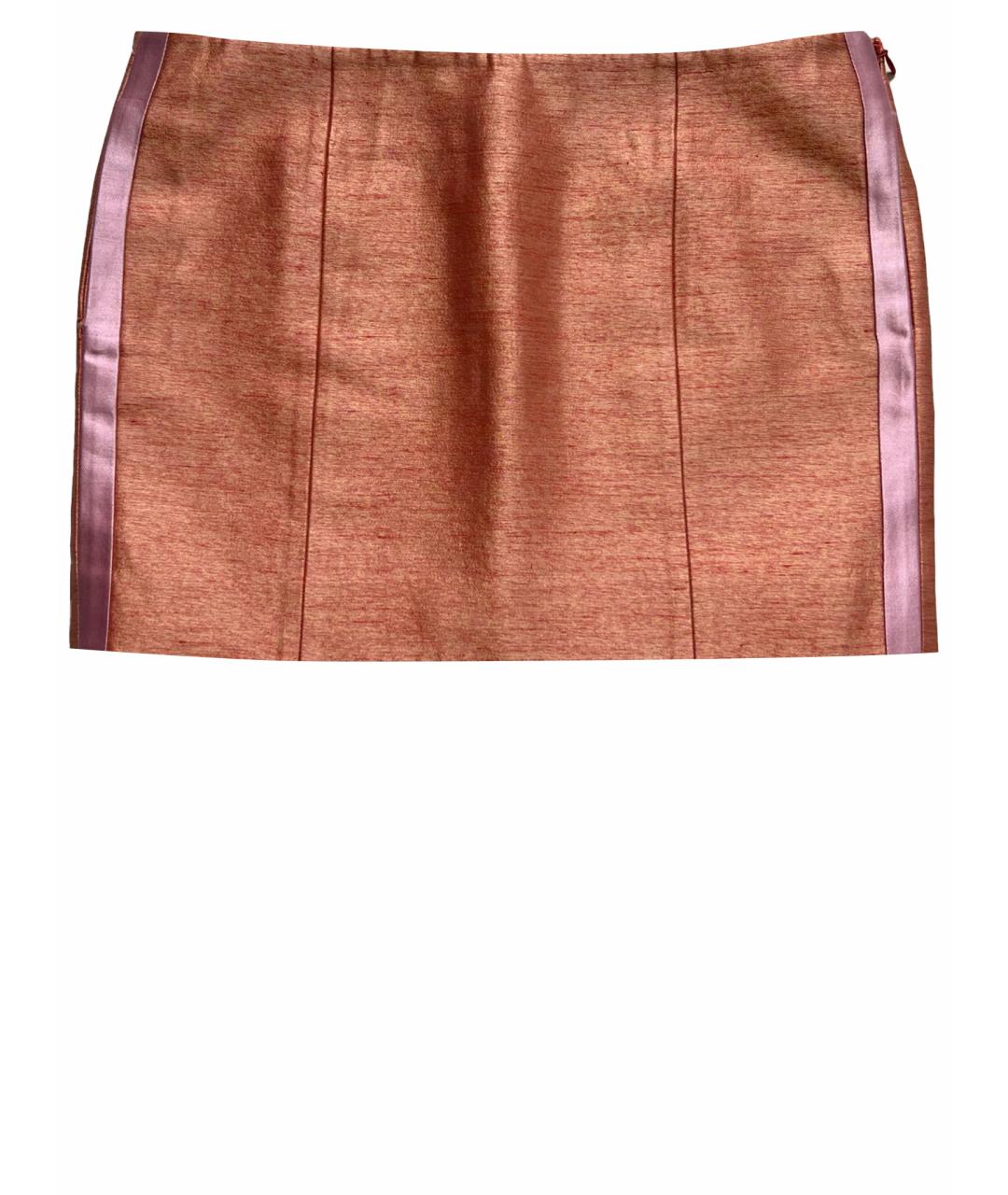 BALENCIAGA Коралловая шелковая юбка мини, фото 1