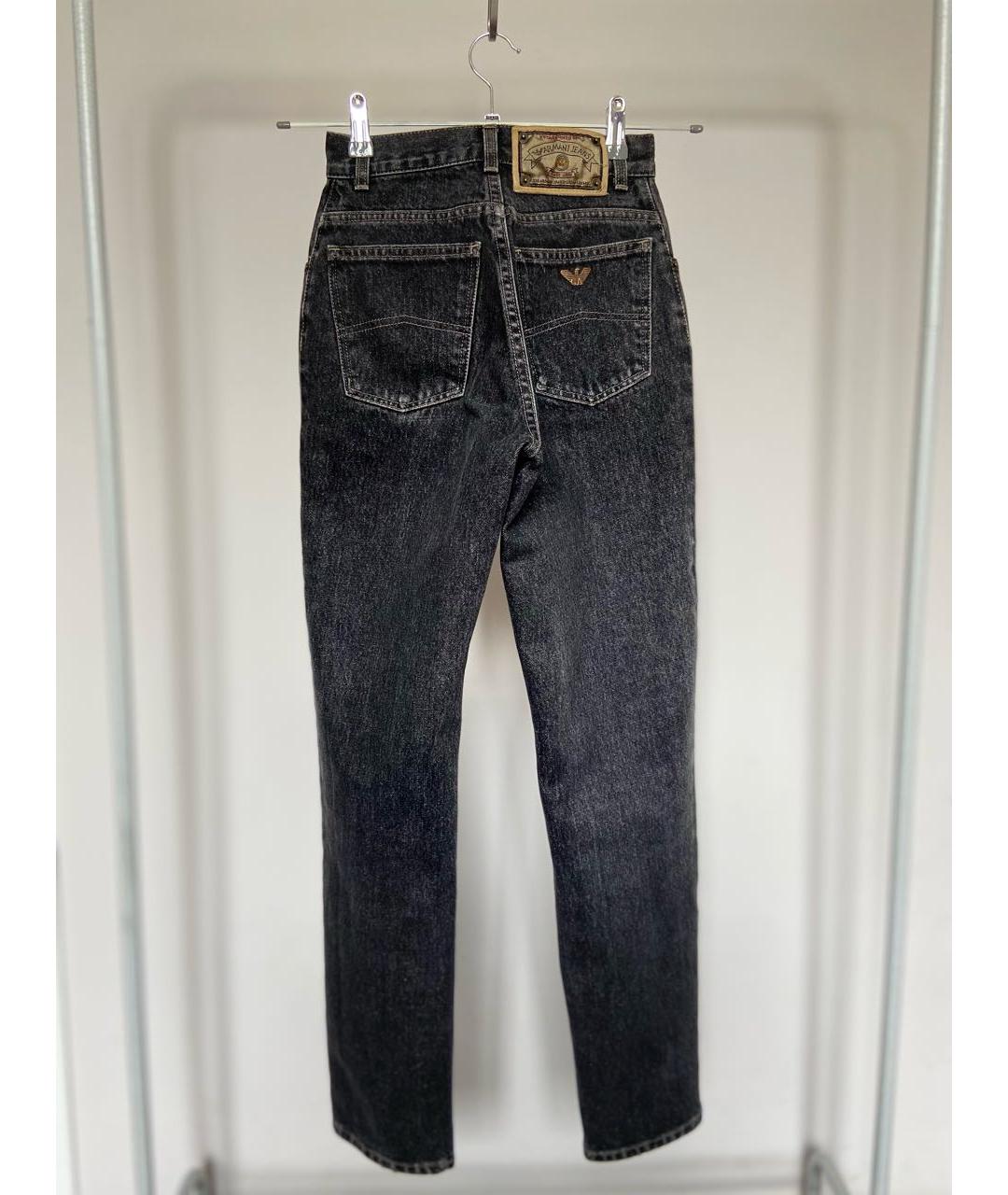 ARMANI JEANS Черные хлопковые прямые джинсы, фото 4