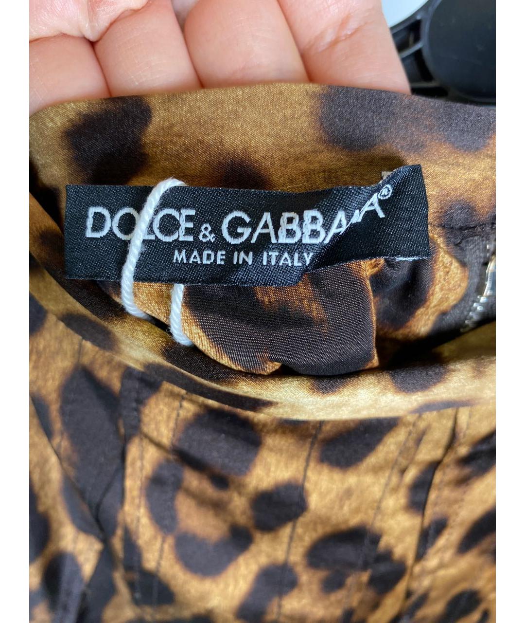 DOLCE&GABBANA Коричневая шелковая юбка миди, фото 5