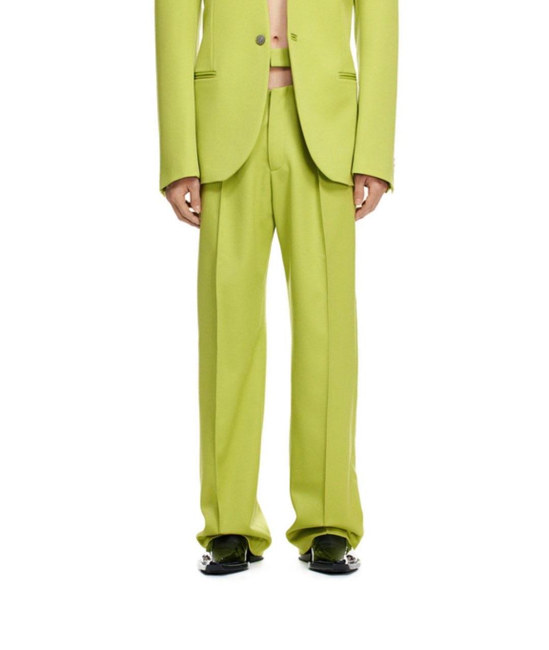 MUGLER Зеленые шерстяные классические брюки, фото 5