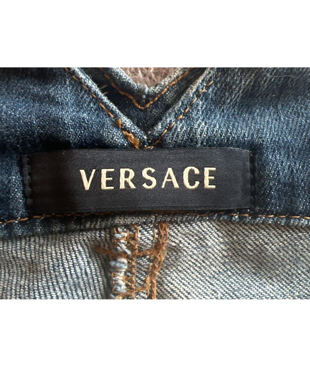 VERSACE Синие хлопковые прямые джинсы, фото 3