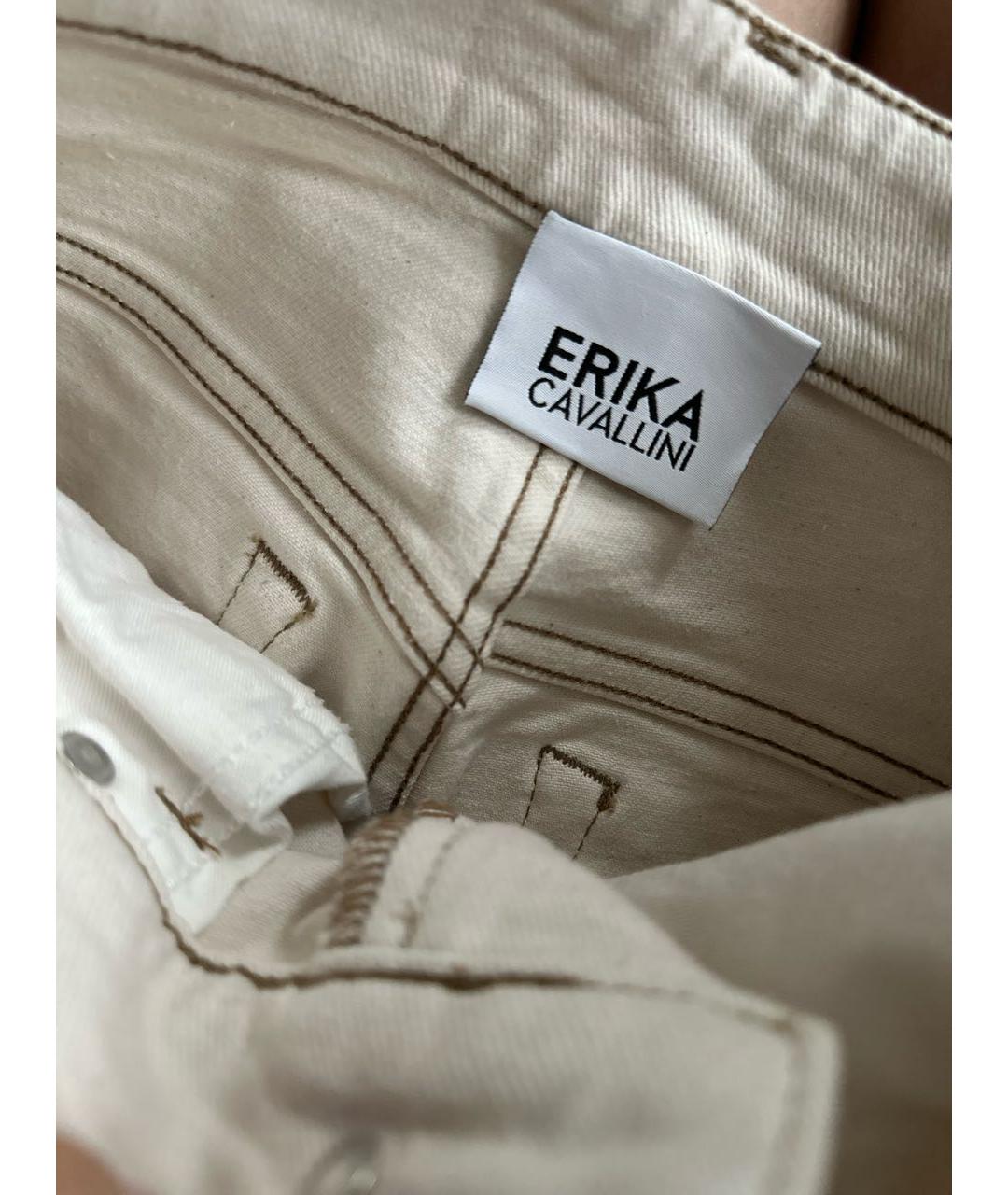 ERIKA CAVALLINI Бежевые хлопко-эластановые прямые джинсы, фото 4