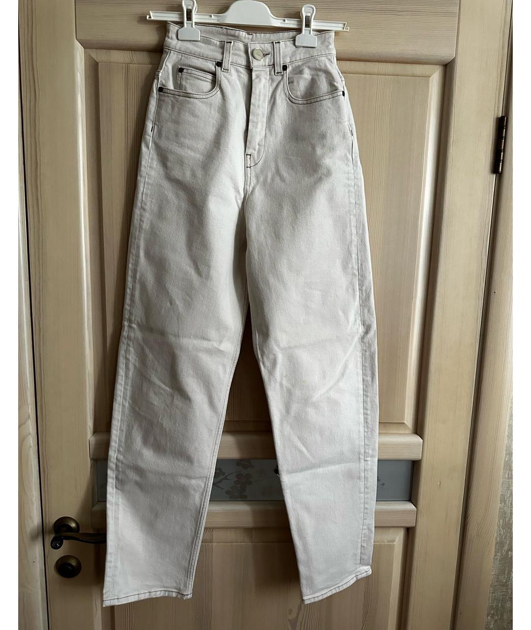 ERIKA CAVALLINI Бежевые хлопко-эластановые прямые джинсы, фото 5