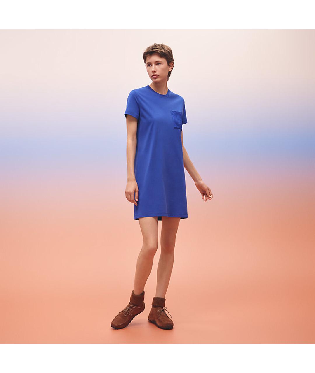 HERMES PRE-OWNED Синее хлопковое повседневное платье, фото 6