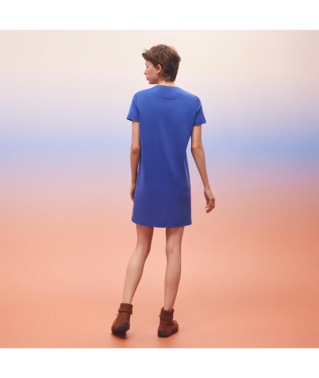 HERMES PRE-OWNED Синее хлопковое повседневное платье, фото 2
