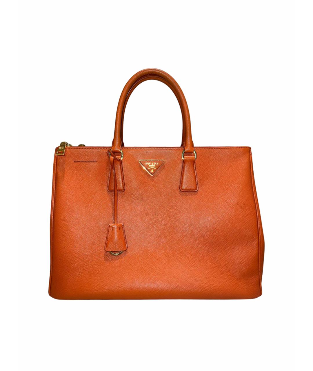 PRADA Оранжевая кожаная сумка с короткими ручками, фото 1