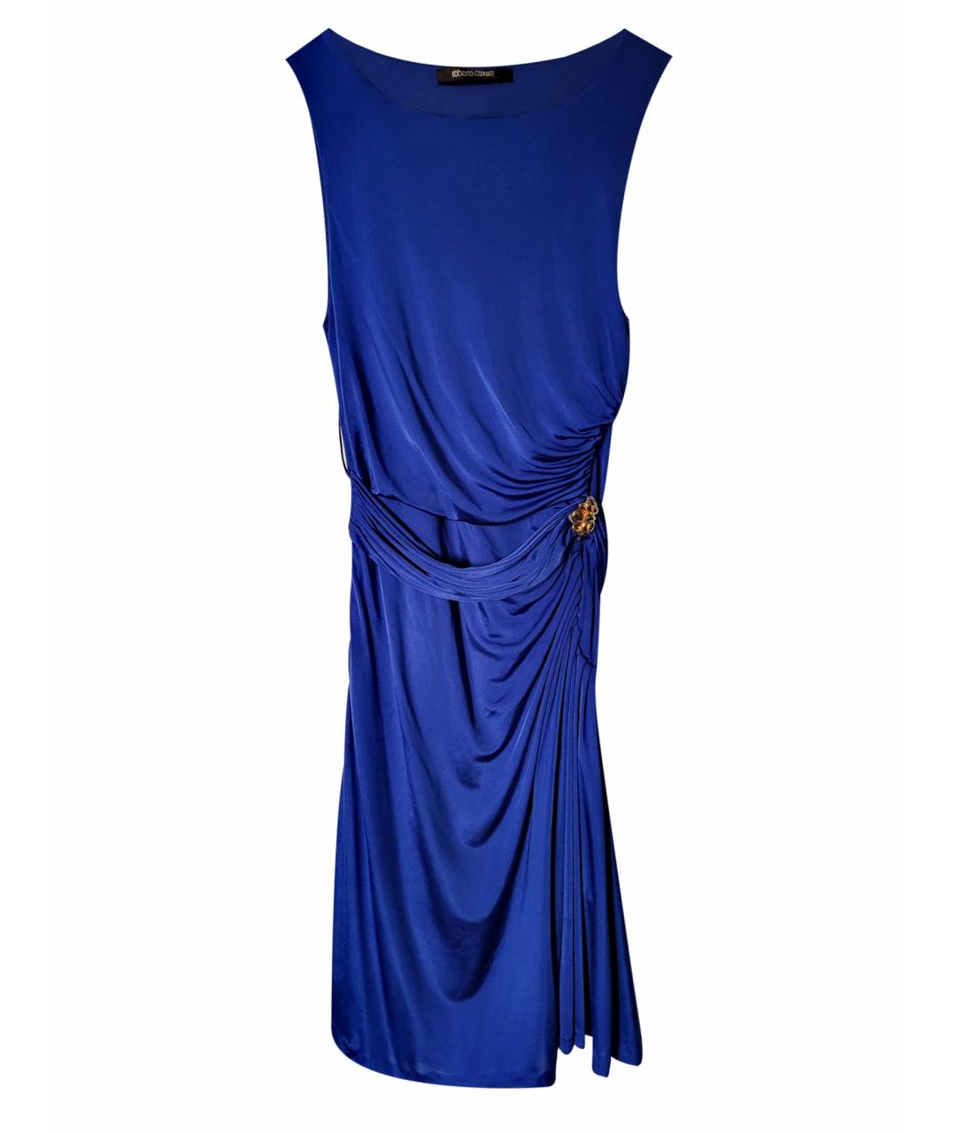 ROBERTO CAVALLI Синее вискозное коктейльное платье, фото 1