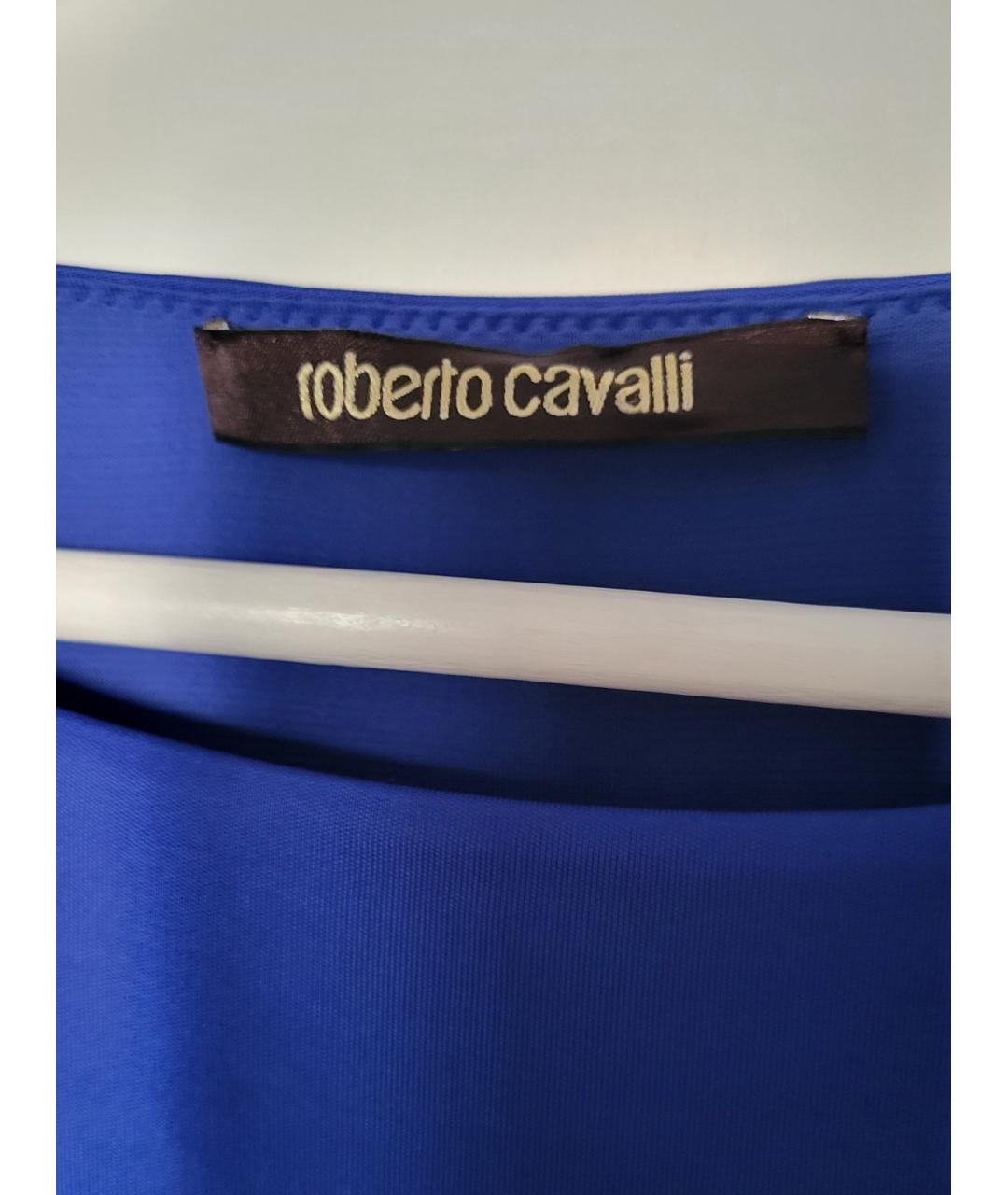 ROBERTO CAVALLI Синее вискозное коктейльное платье, фото 3