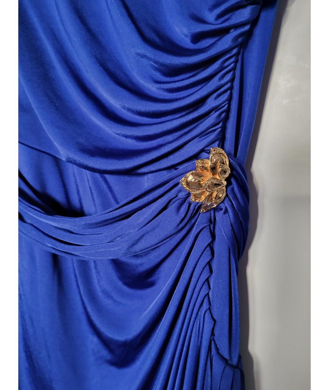 ROBERTO CAVALLI Синее вискозное коктейльное платье, фото 5