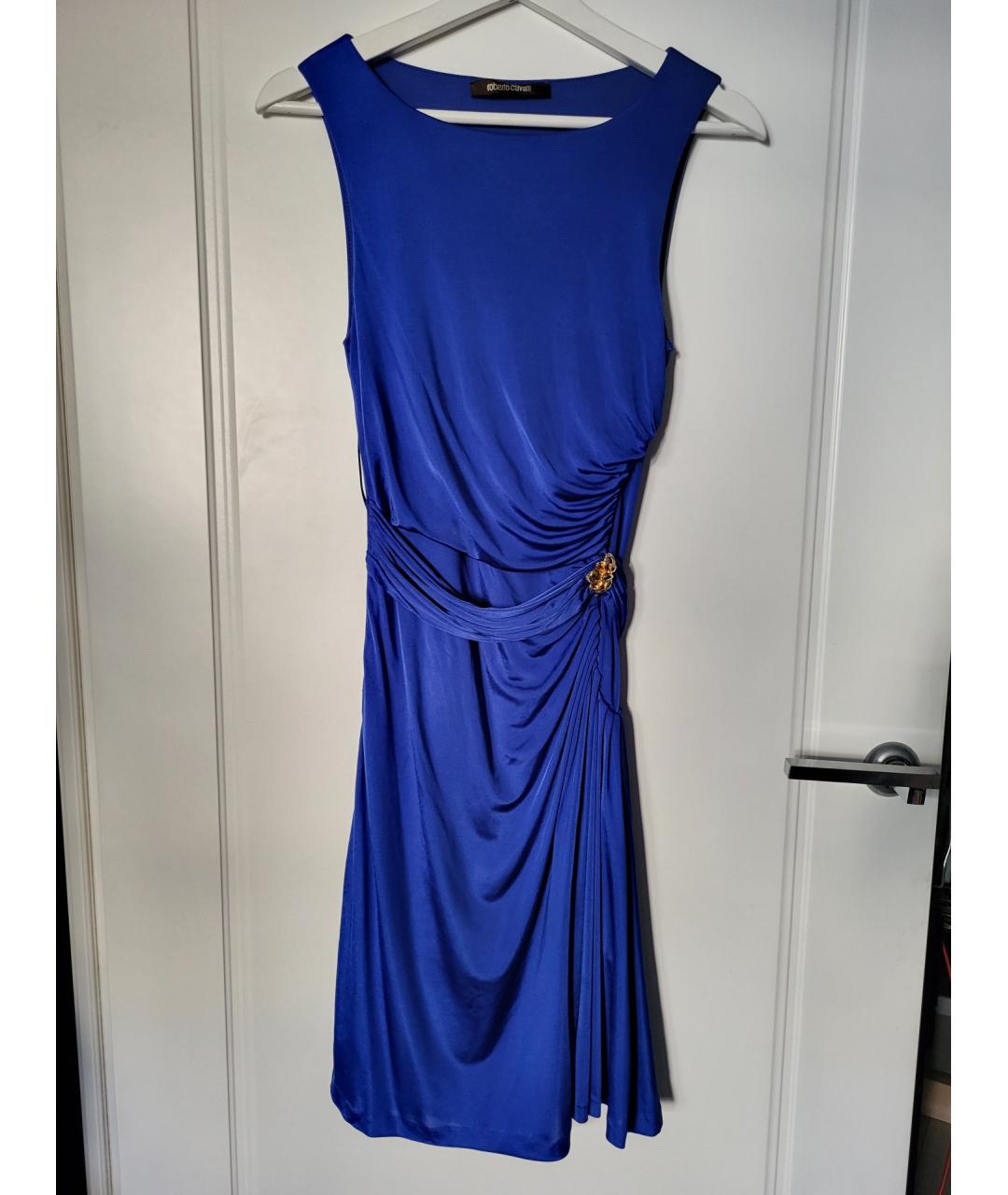 ROBERTO CAVALLI Синее вискозное коктейльное платье, фото 7