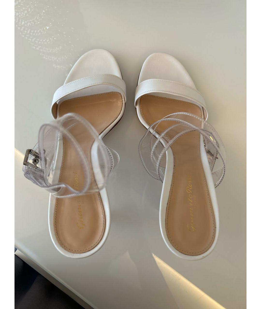 GIANVITO ROSSI Белые кожаные босоножки, фото 3