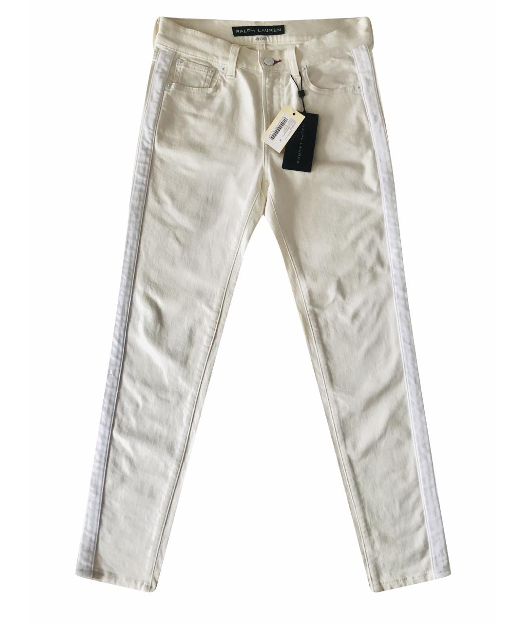 RALPH LAUREN Бежевые хлопко-эластановые джинсы слим, фото 1