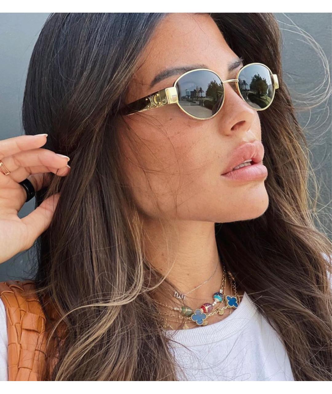 CELINE Золотые металлические солнцезащитные очки, фото 2