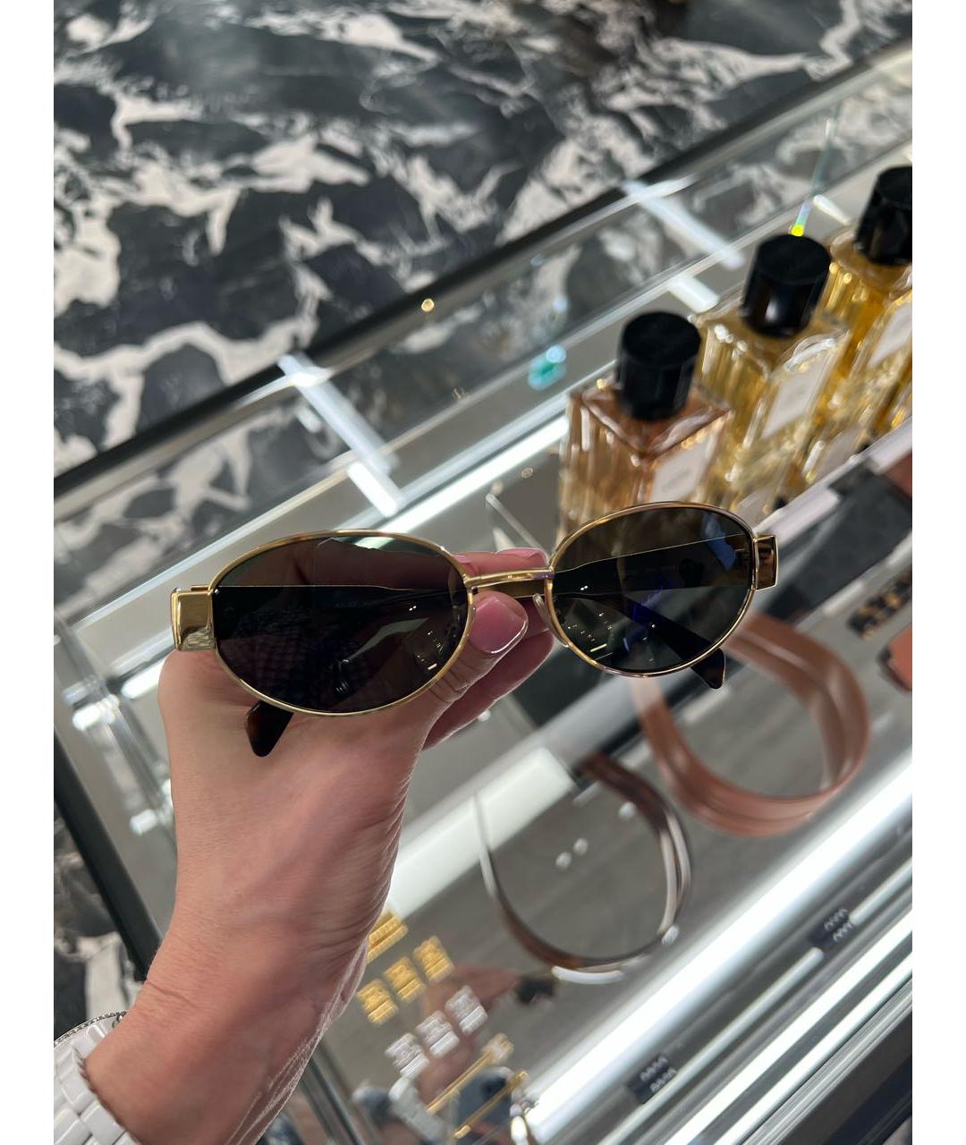 CELINE Золотые металлические солнцезащитные очки, фото 4