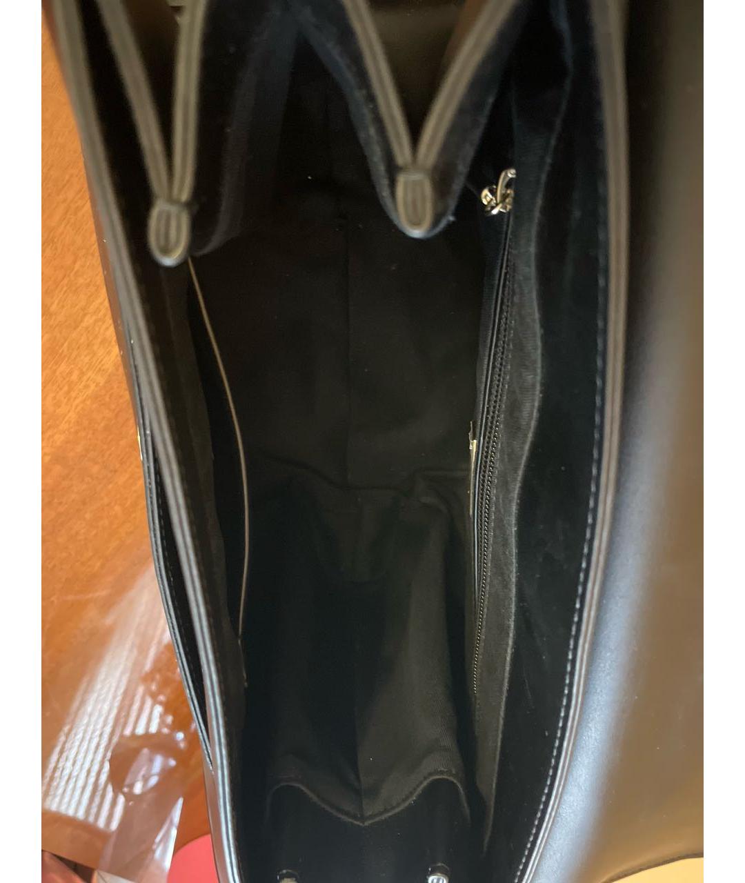 CAVALLI CLASS Черная кожаная сумка с короткими ручками, фото 4