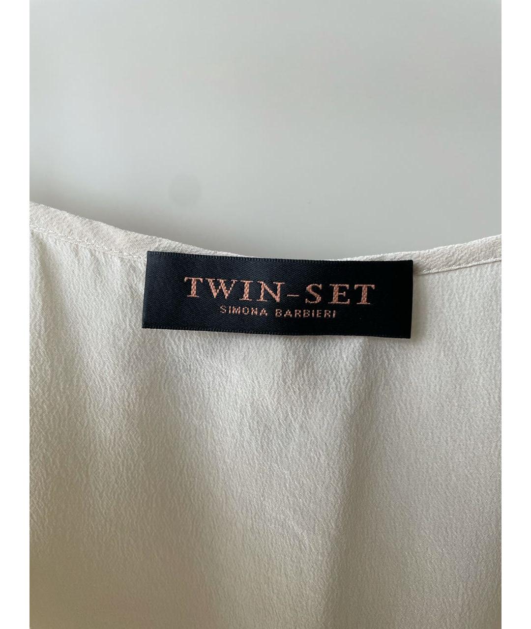 TWIN-SET Бежевая шелковая блузы, фото 3