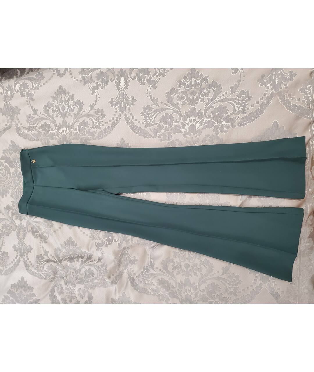 ELISABETTA FRANCHI Зеленые полиэстеровые брюки широкие, фото 3