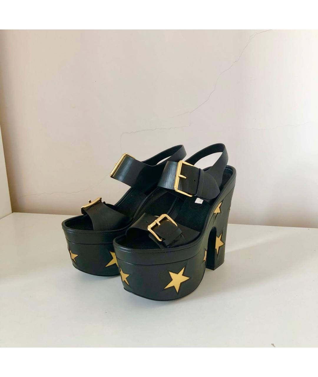 STELLA MCCARTNEY Черные кожаные босоножки, фото 3