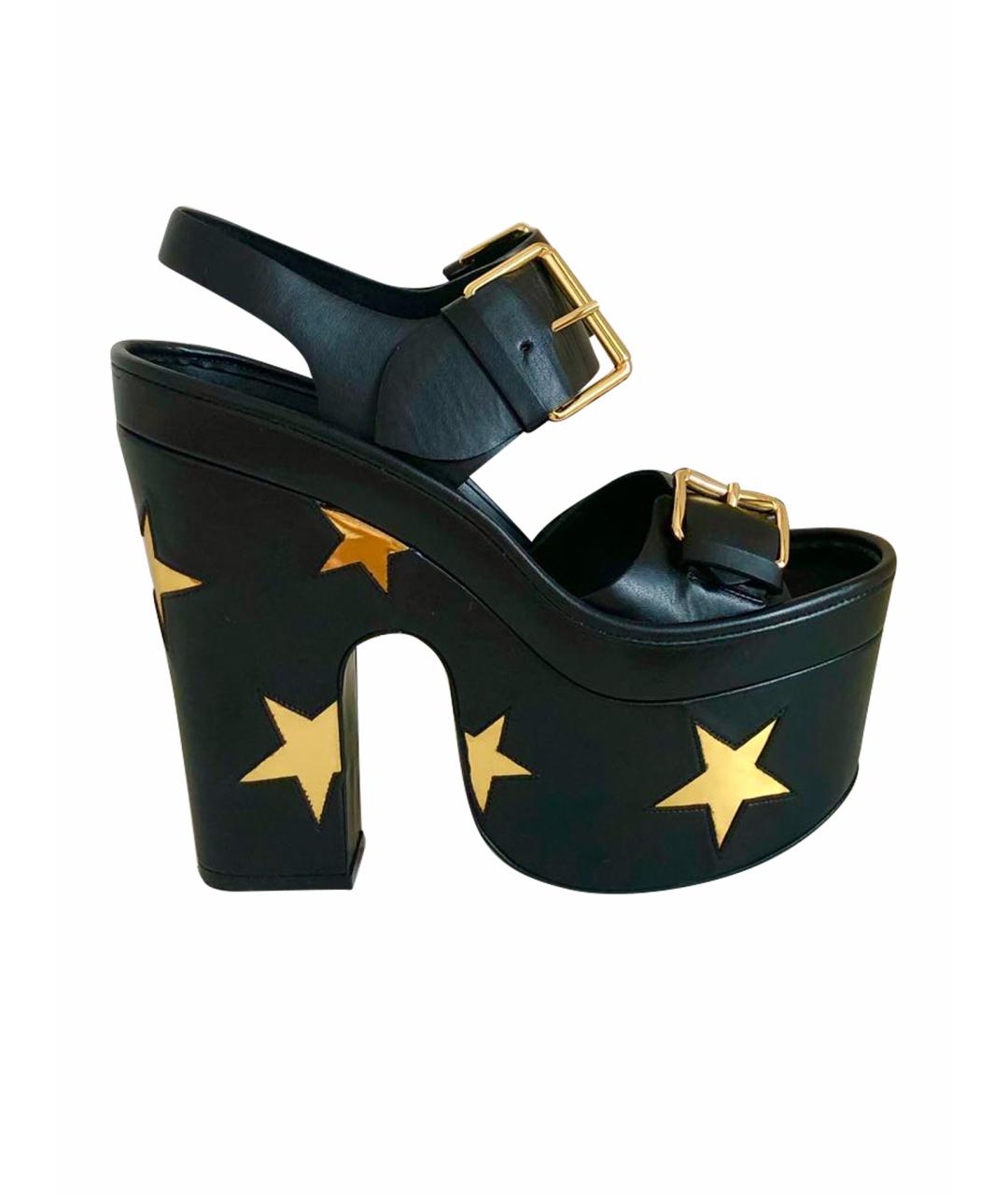 STELLA MCCARTNEY Черные кожаные босоножки, фото 1