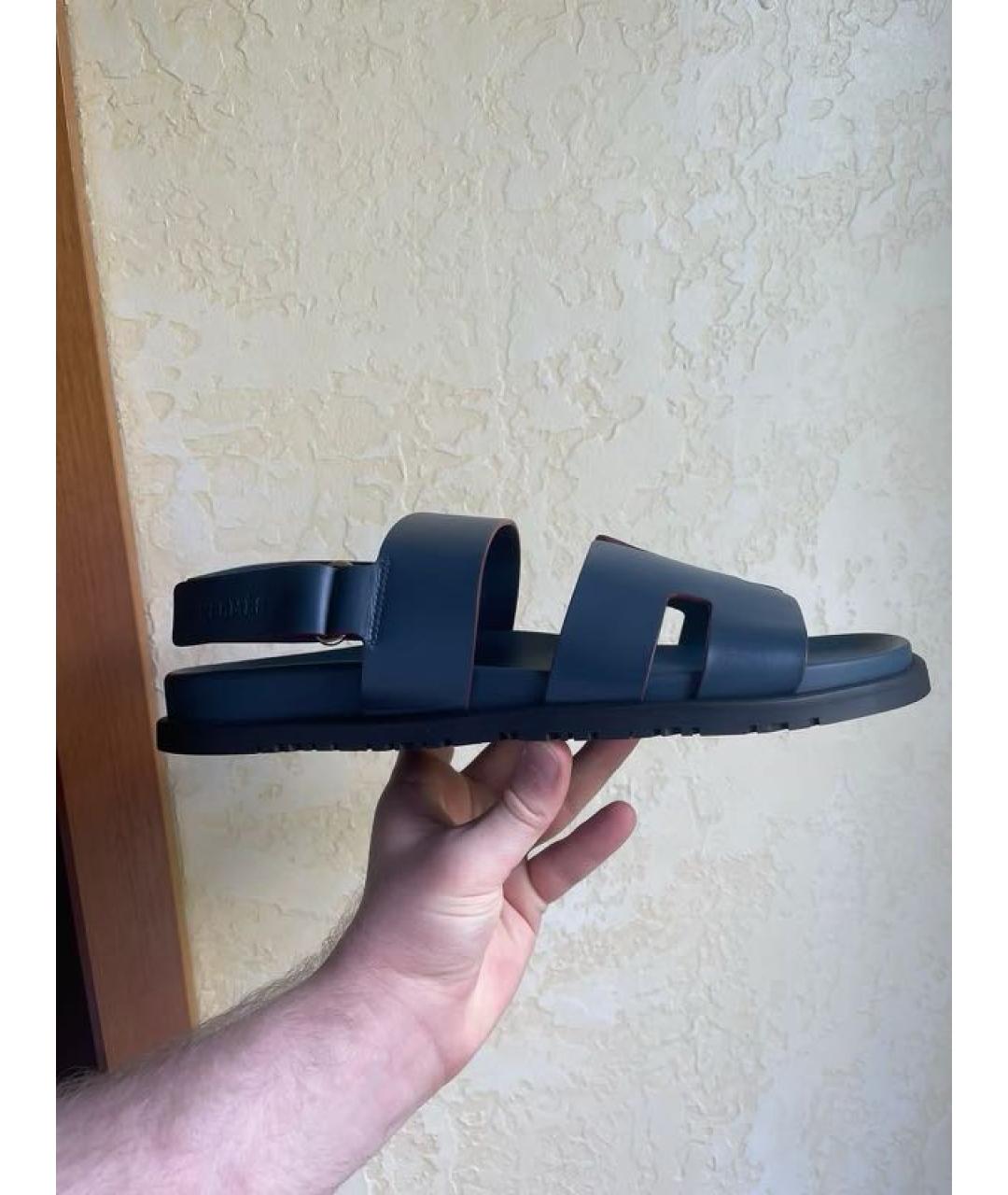 HERMES PRE-OWNED Синие кожаные сандалии, фото 5