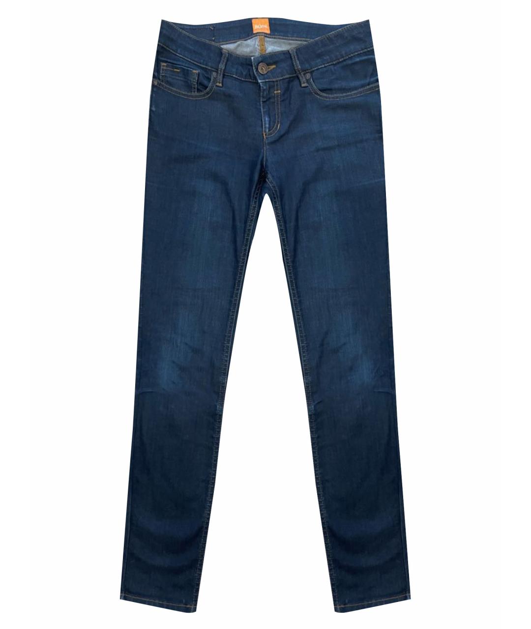 HUGO BOSS Темно-синие хлопко-эластановые джинсы слим, фото 1