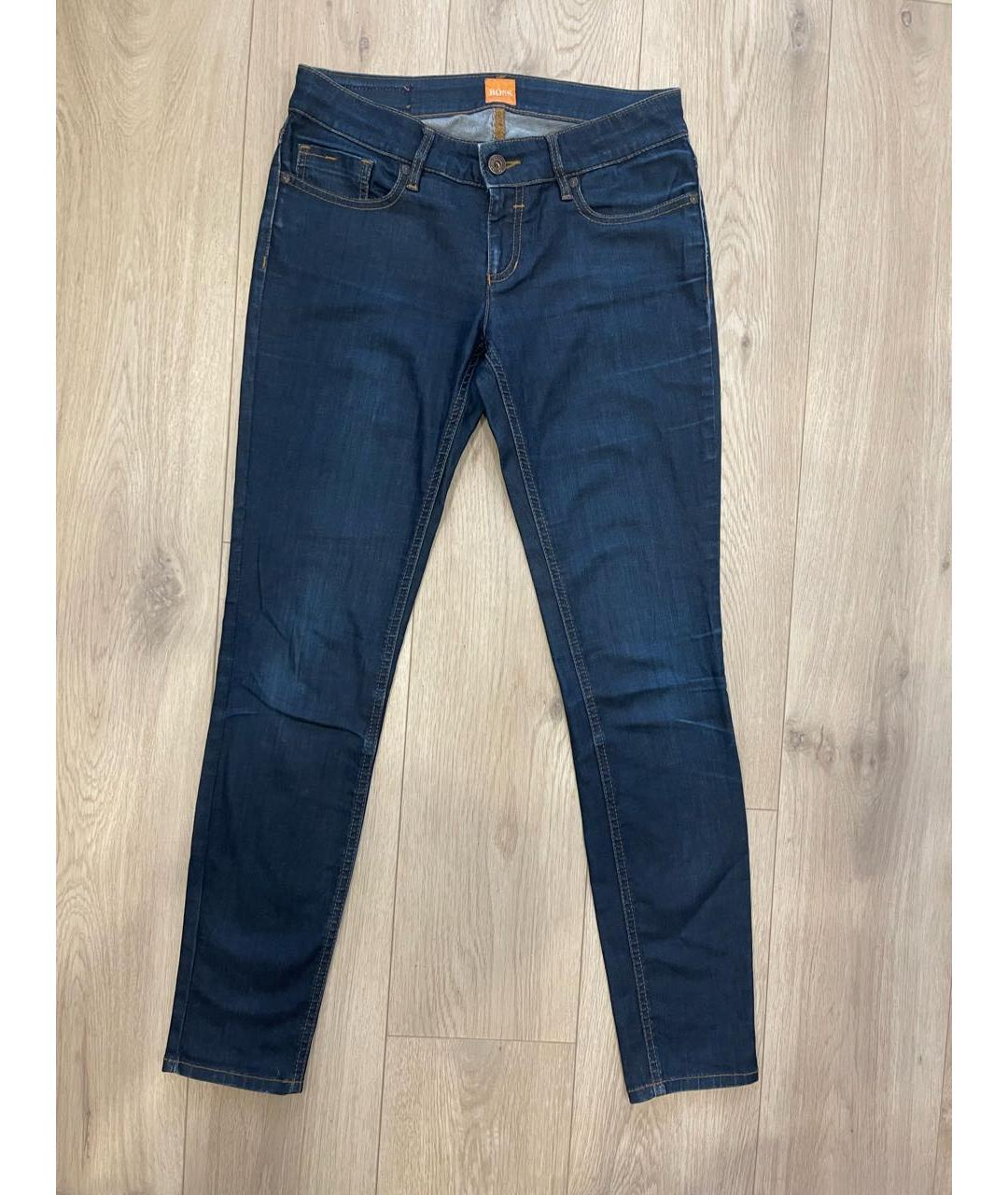 HUGO BOSS Темно-синие хлопко-эластановые джинсы слим, фото 8