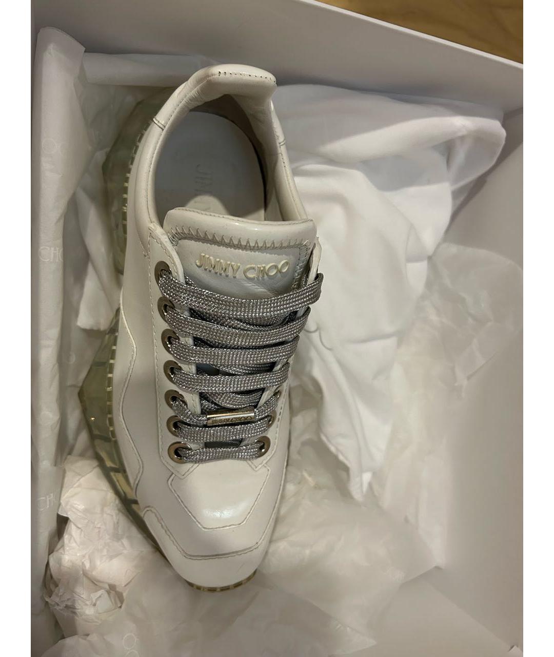 JIMMY CHOO Белые кожаные кроссовки, фото 3