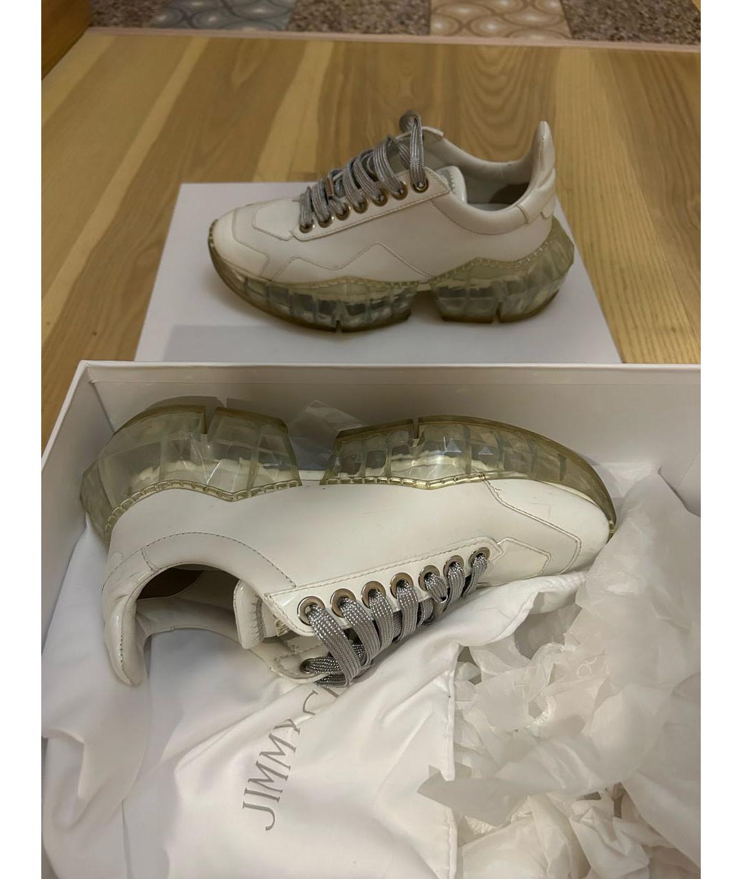 JIMMY CHOO Белые кожаные кроссовки, фото 2
