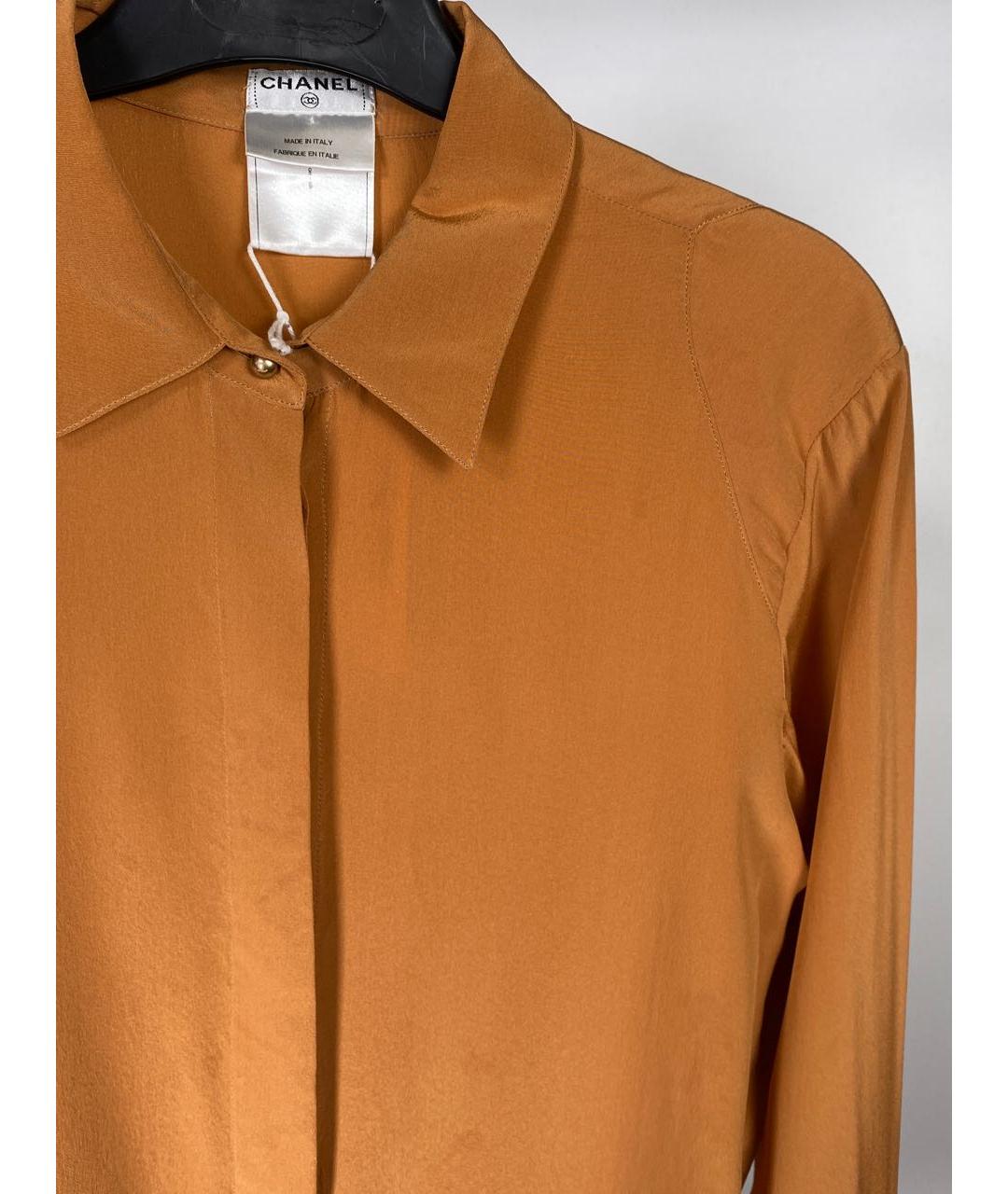 CHANEL PRE-OWNED Оранжевая шелковая блузы, фото 4