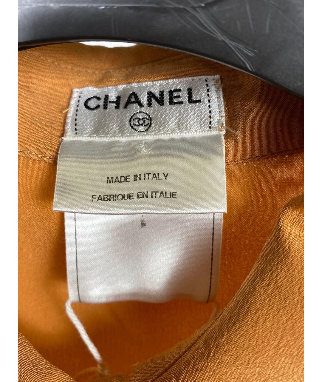 CHANEL PRE-OWNED Оранжевая шелковая блузы, фото 3