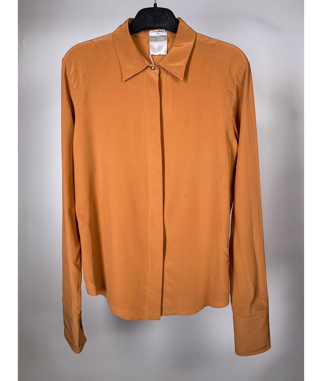 CHANEL Оранжевая шелковая блузы, фото 8