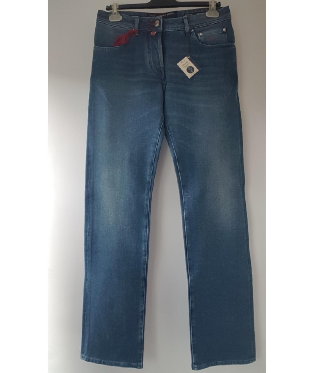 JACOB COHEN Синие хлопко-полиэстеровые прямые джинсы, фото 10