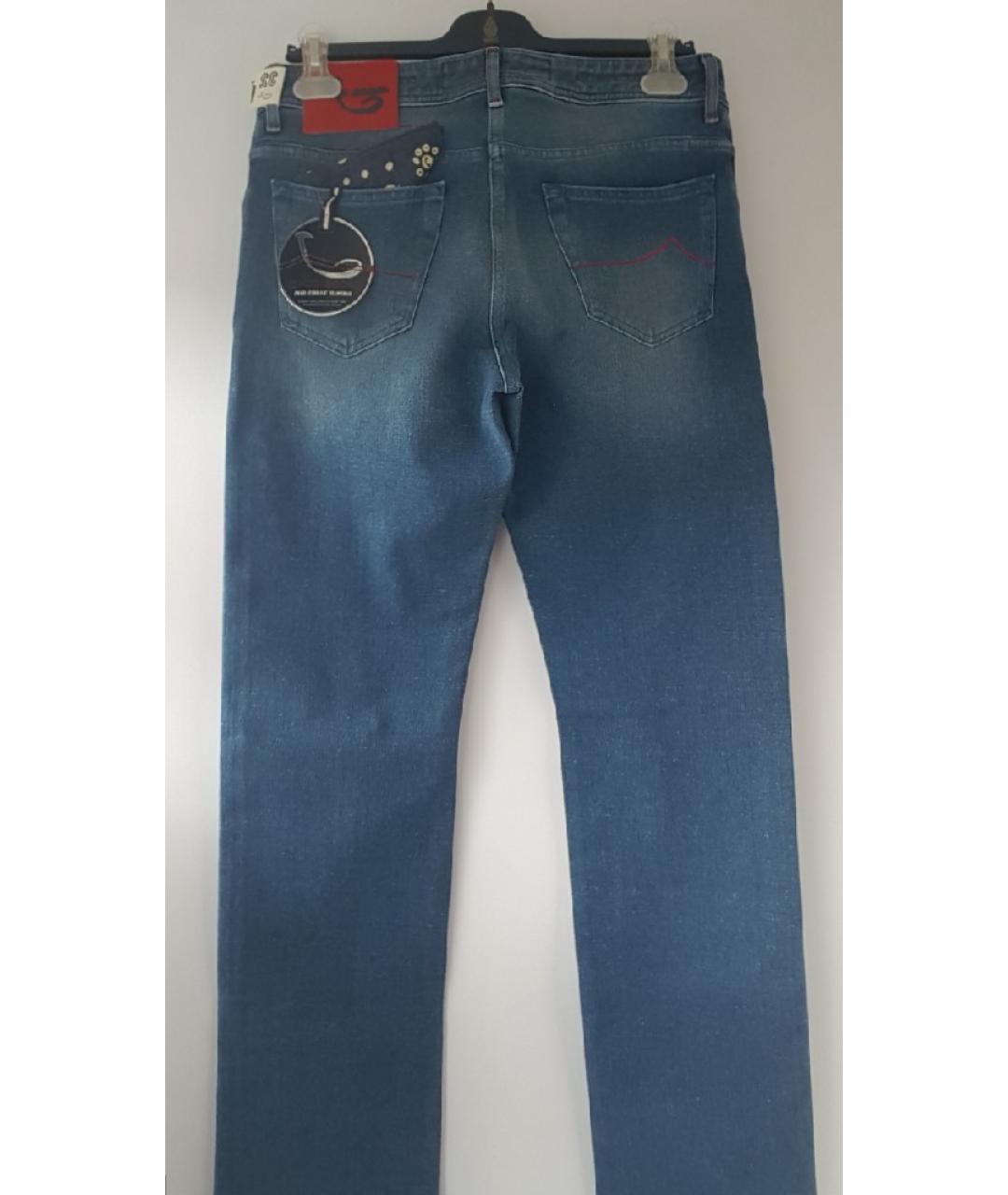 JACOB COHEN Синие хлопко-полиэстеровые прямые джинсы, фото 2
