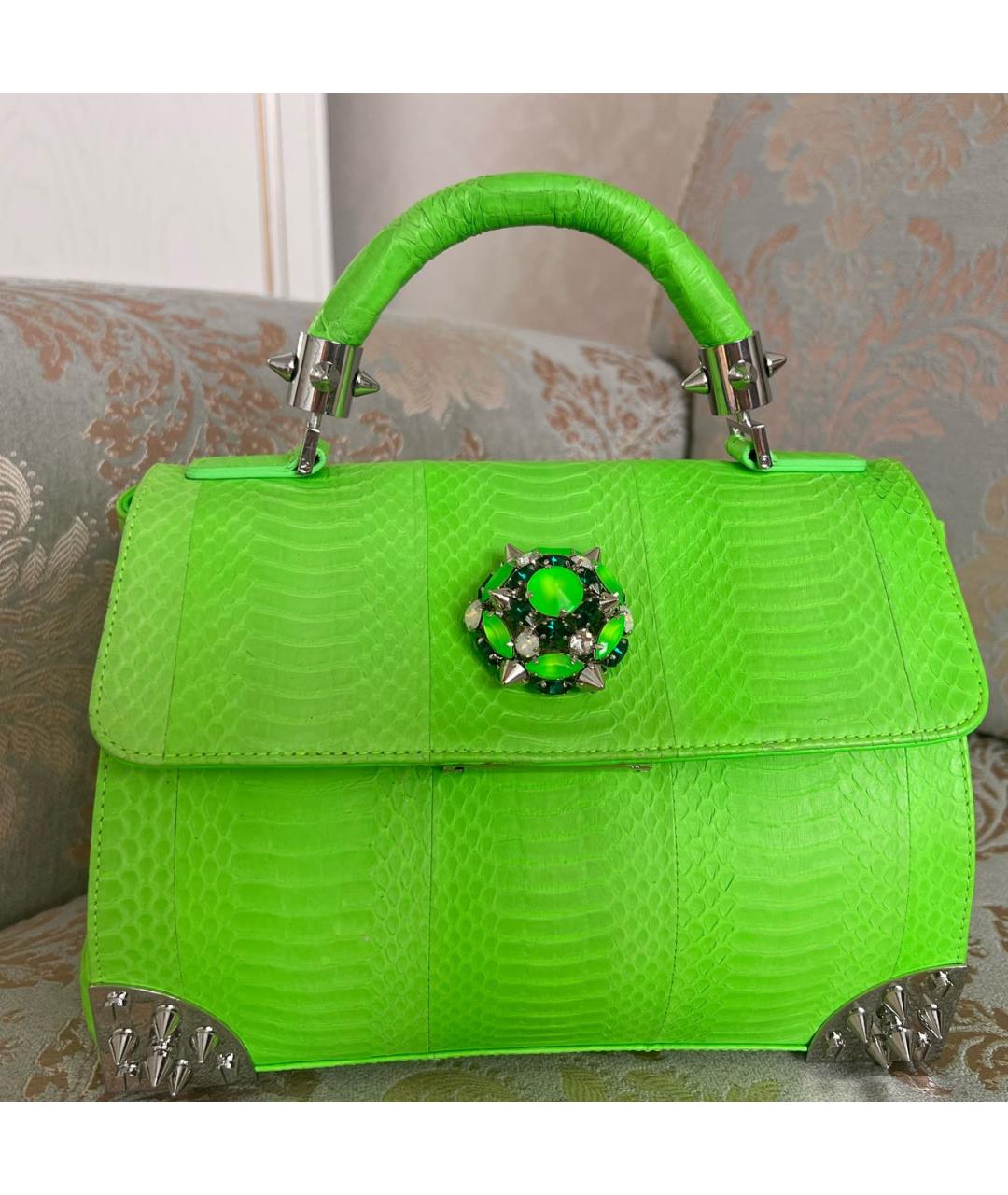 PHILIPP PLEIN Салатовая сумка тоут из экзотической кожи, фото 6
