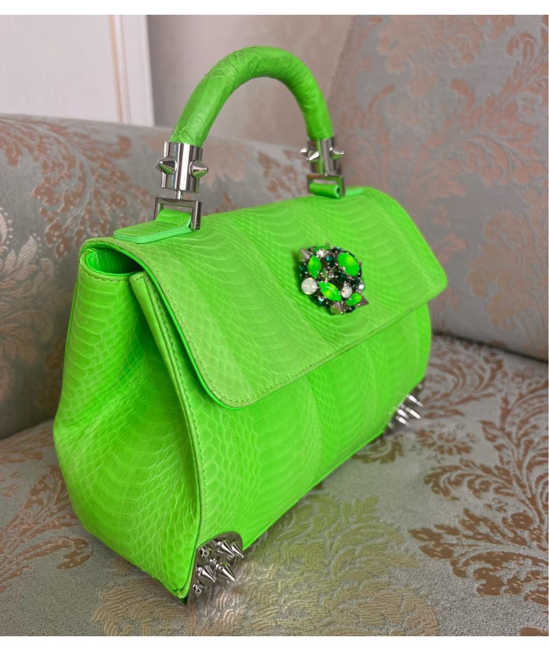 PHILIPP PLEIN Салатовая сумка тоут из экзотической кожи, фото 2