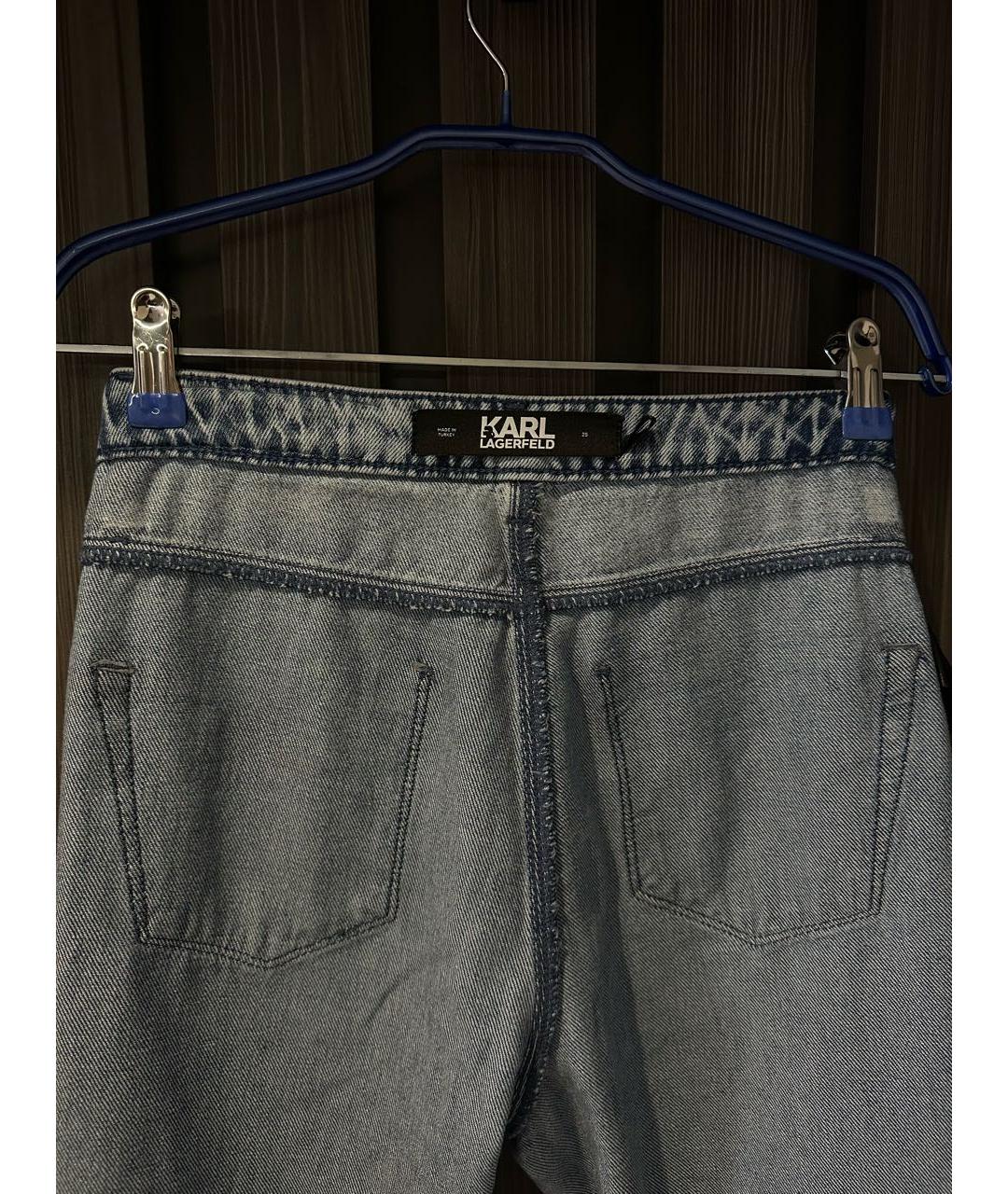 KARL LAGERFELD Голубые хлопковые прямые джинсы, фото 3