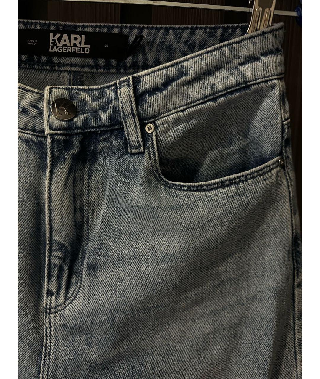 KARL LAGERFELD Голубые хлопковые прямые джинсы, фото 4