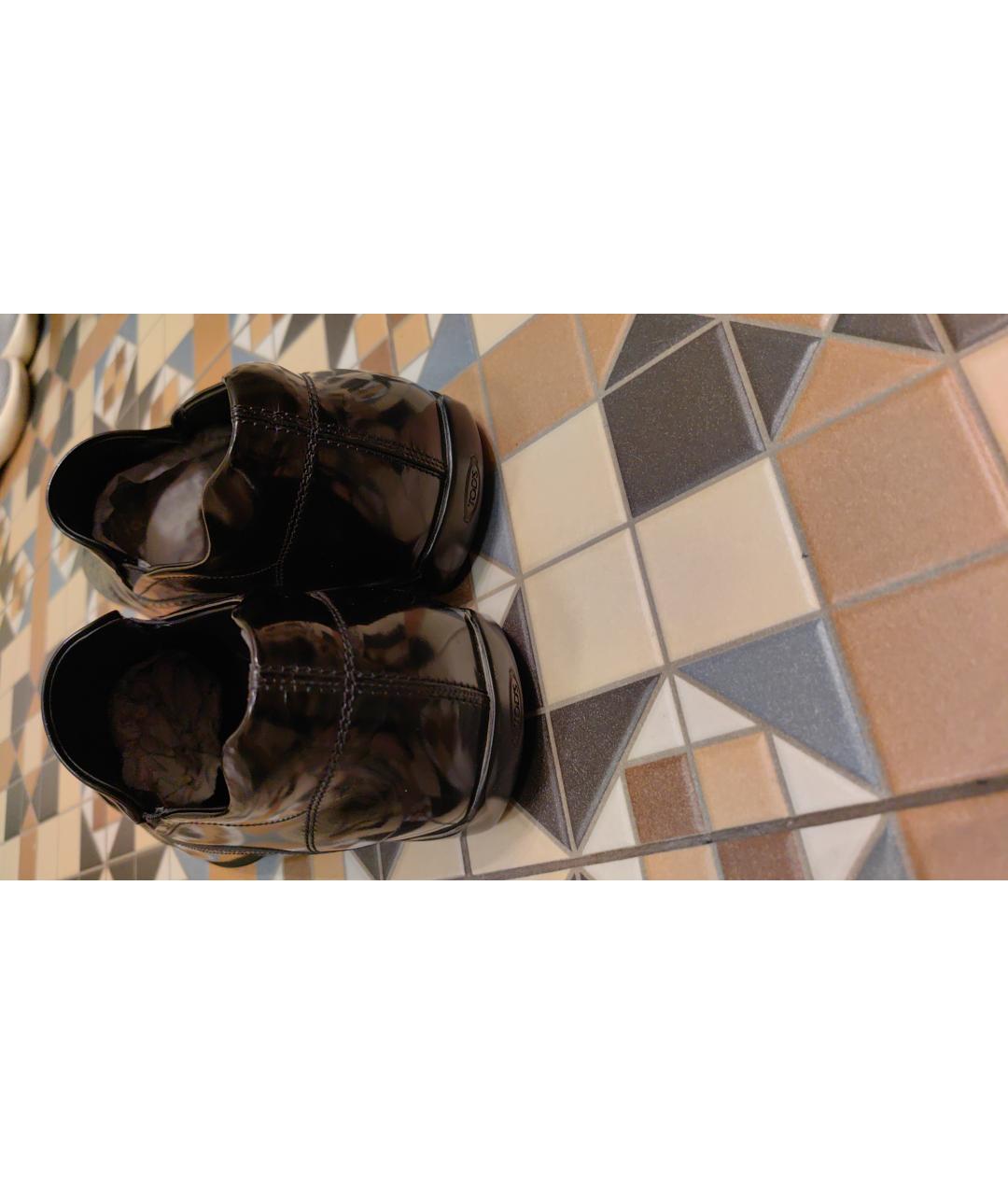 TOD'S Черные низкие ботинки из лакированной кожи, фото 4
