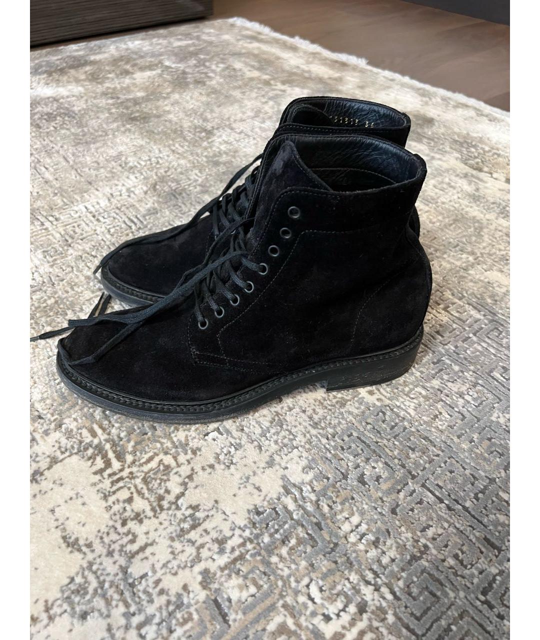 SAINT LAURENT Черные замшевые ботинки, фото 4