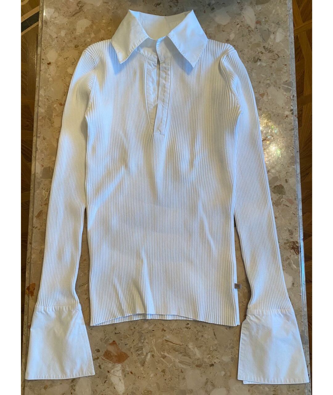 GIANFRANCO FERRE Белая хлопко-эластановая рубашка, фото 9