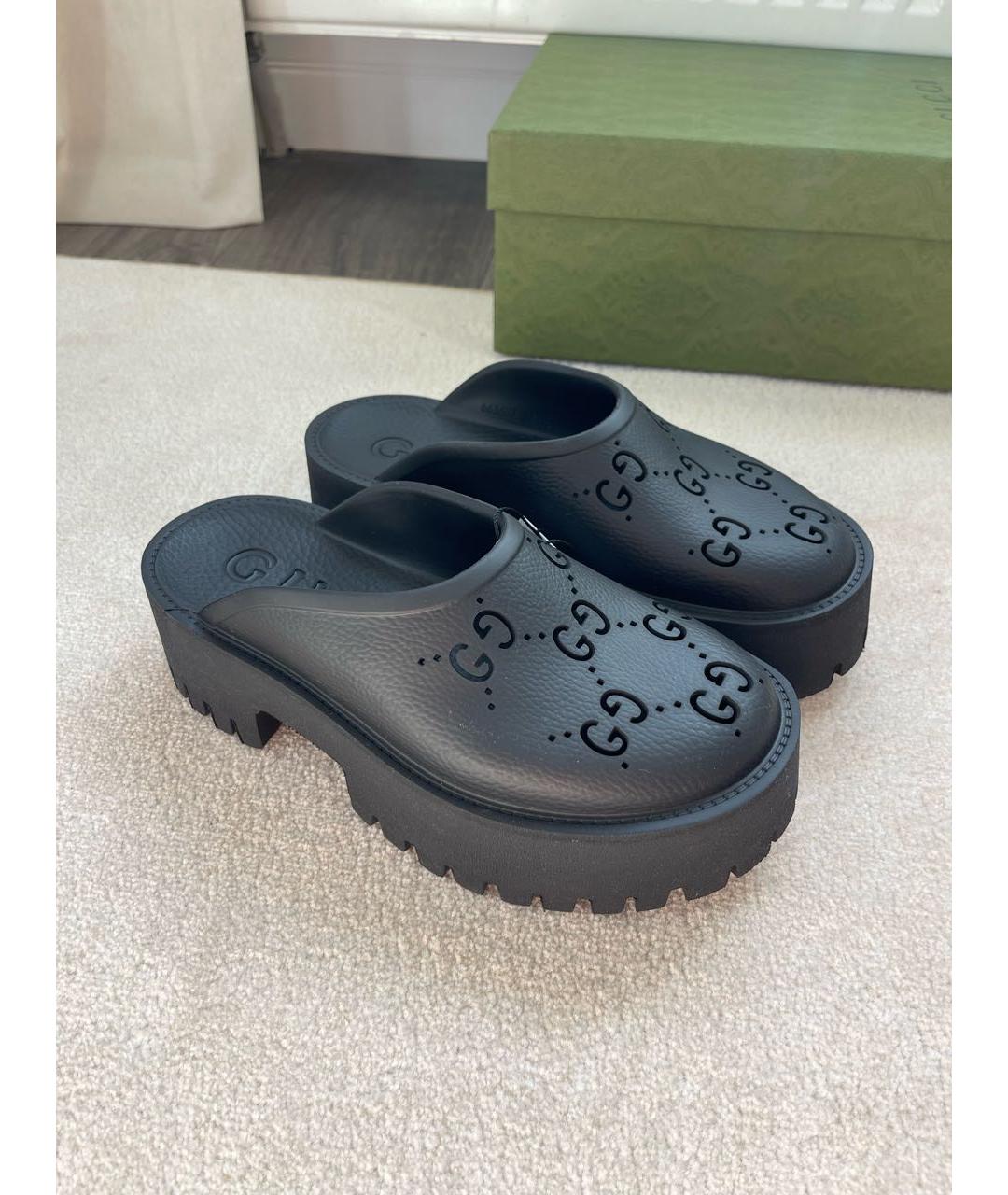 GUCCI Черные резиновые мюли, фото 9