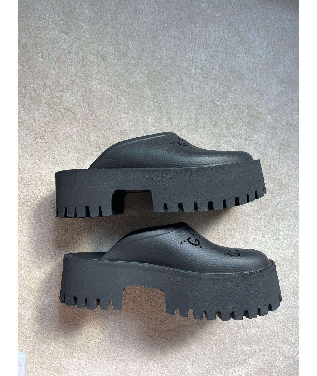 GUCCI Черные резиновые мюли, фото 5