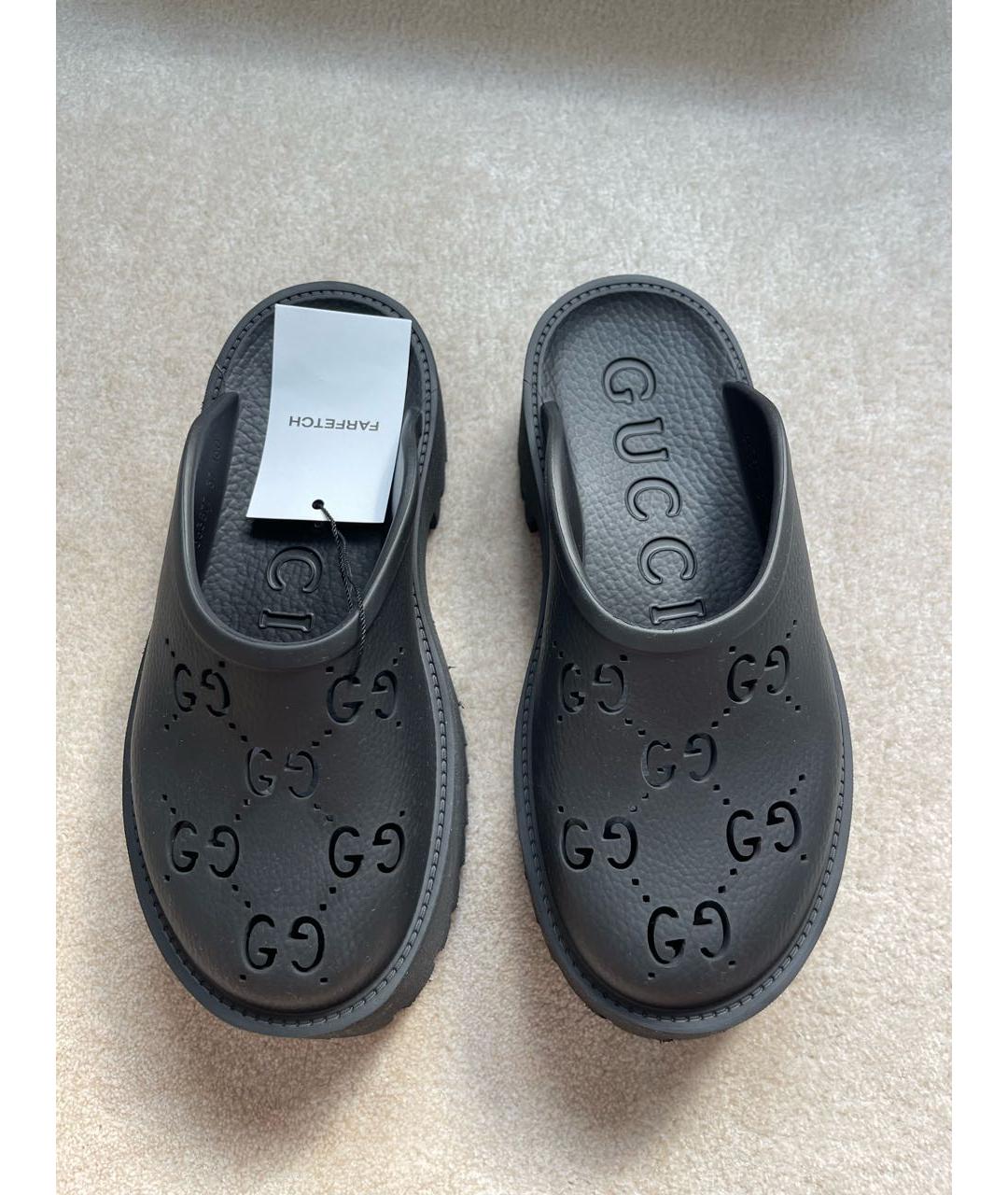 GUCCI Черные резиновые мюли, фото 7