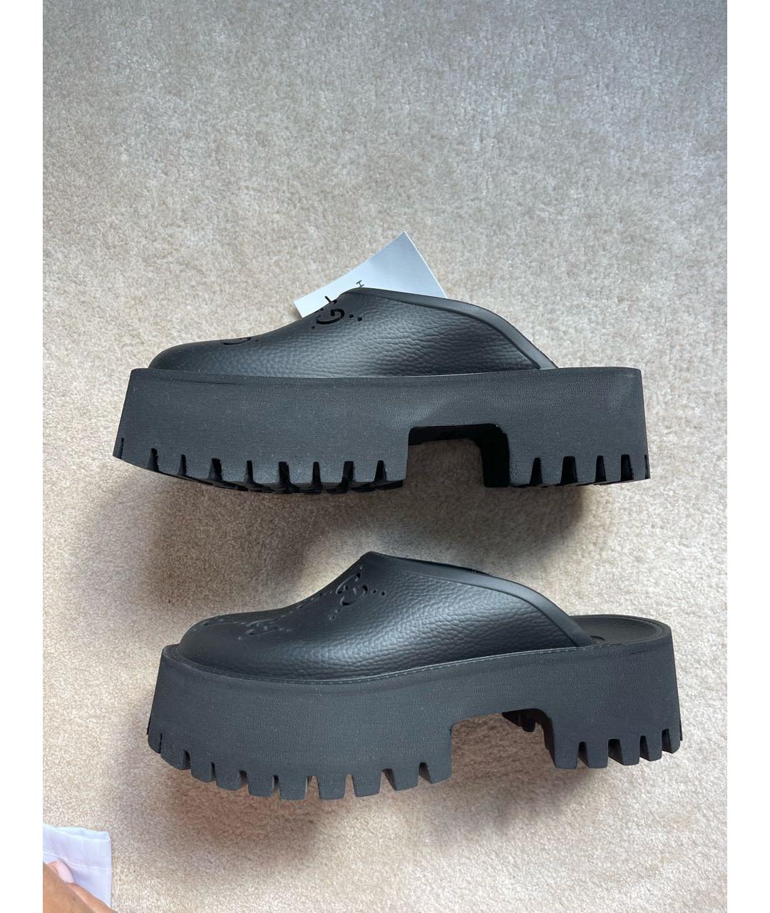 GUCCI Черные резиновые мюли, фото 6