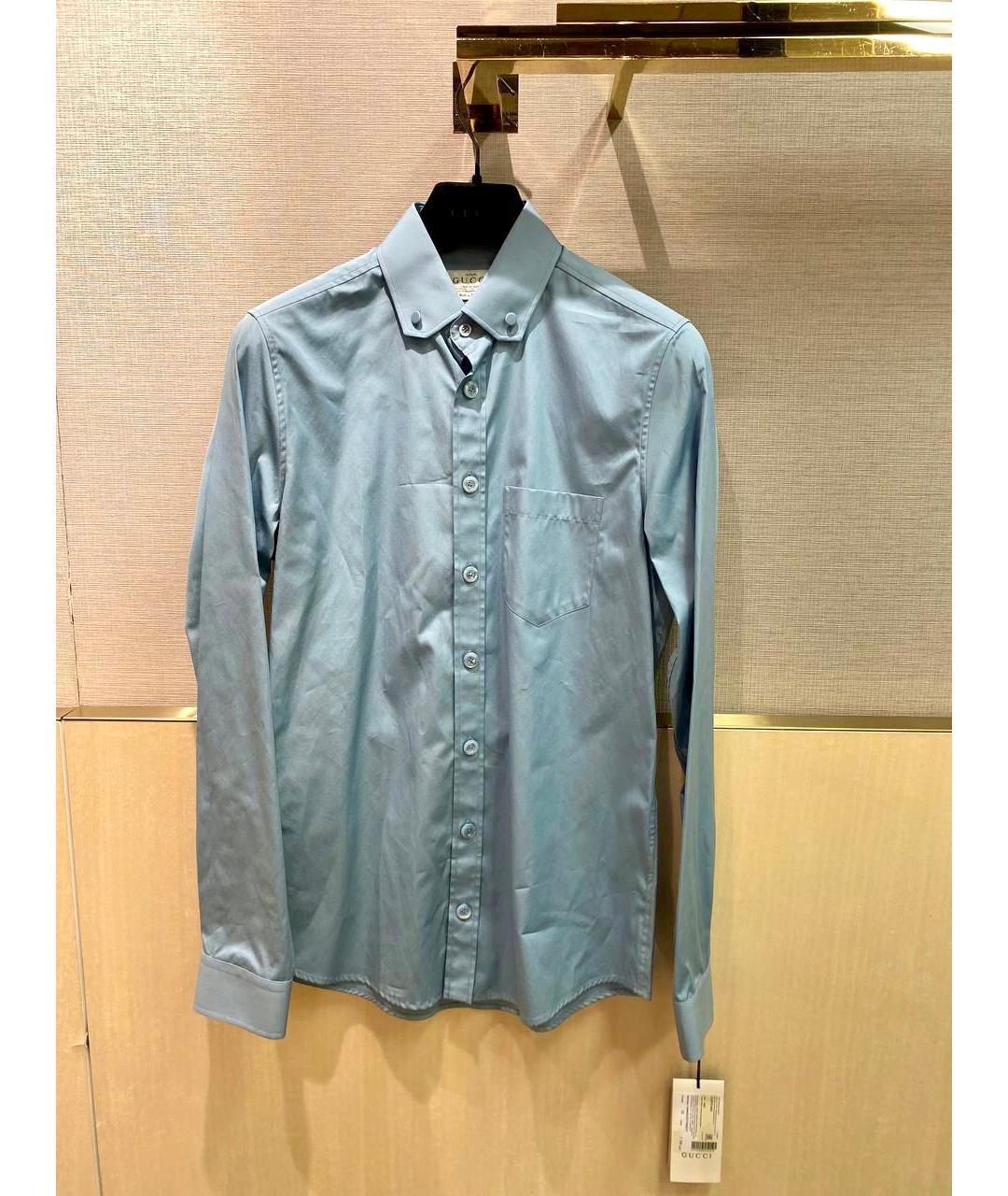 GUCCI Бирюзовая хлопковая классическая рубашка, фото 6