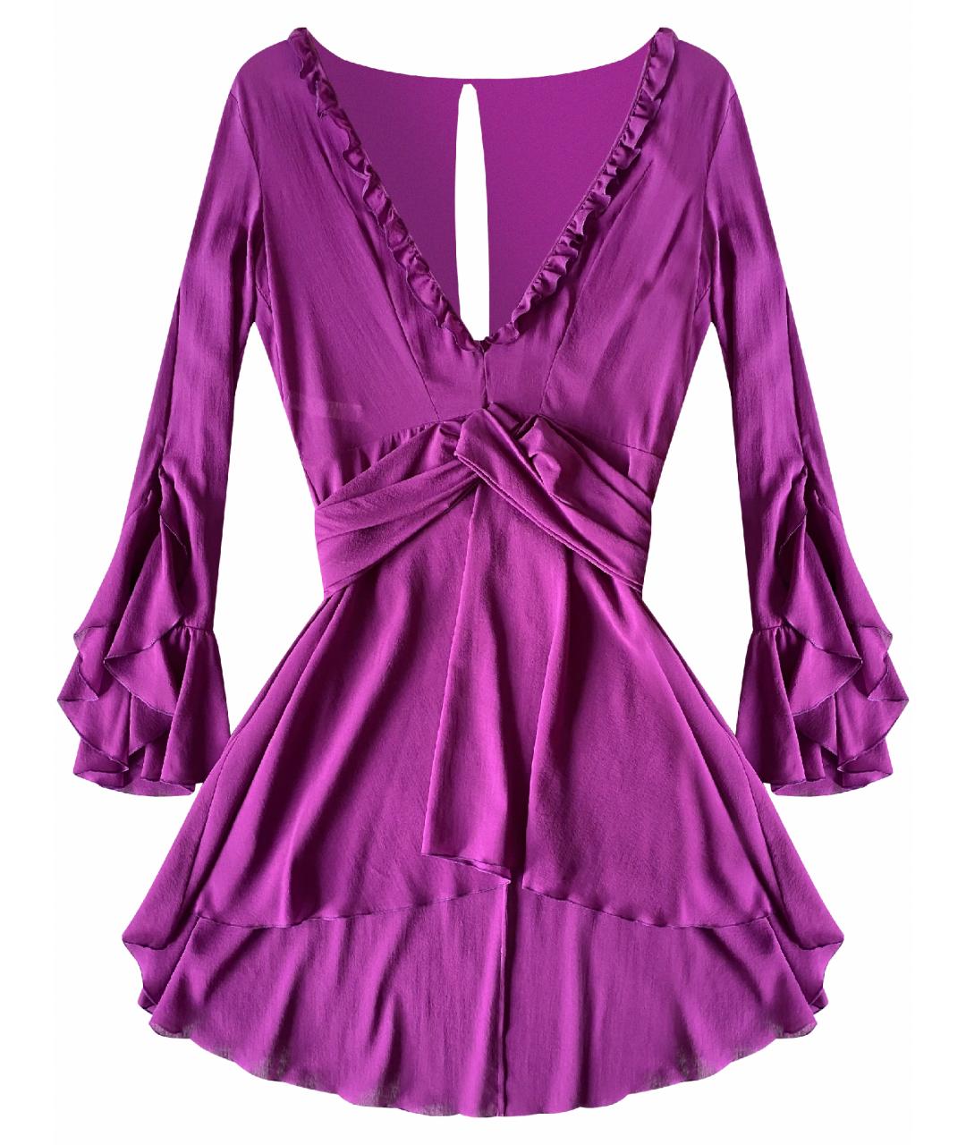 LA PERLA Фиолетовое шелковое коктейльное платье, фото 1