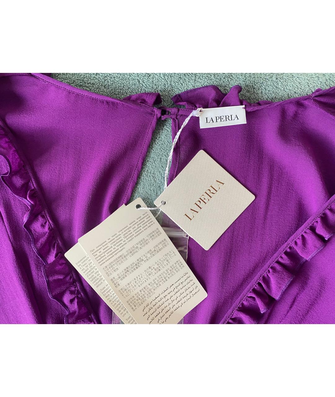 LA PERLA Фиолетовое шелковое коктейльное платье, фото 3